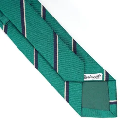 E.Marinella CRAVATTE|Cravatte Regimental E Rigate|CRAVATTA REGIMENTAL IN SETA VERDE SCURO Righe blu