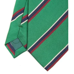 E.Marinella CRAVATTE|Cravatte Regimental E Rigate|CRAVATTA REGIMENTAL IN SETA VERDE SCURO Righe blu e bordeaux