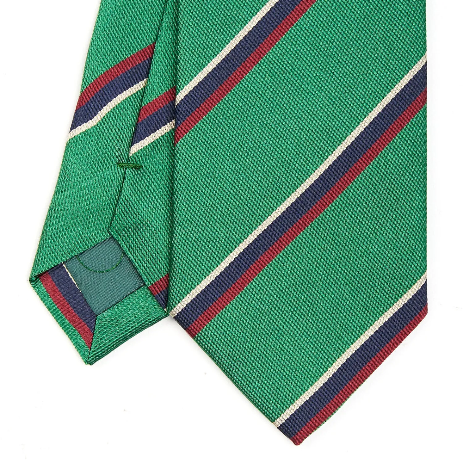 E.Marinella CRAVATTE|Cravatte Regimental E Rigate|CRAVATTA REGIMENTAL IN SETA VERDE SCURO Righe blu e bordeaux