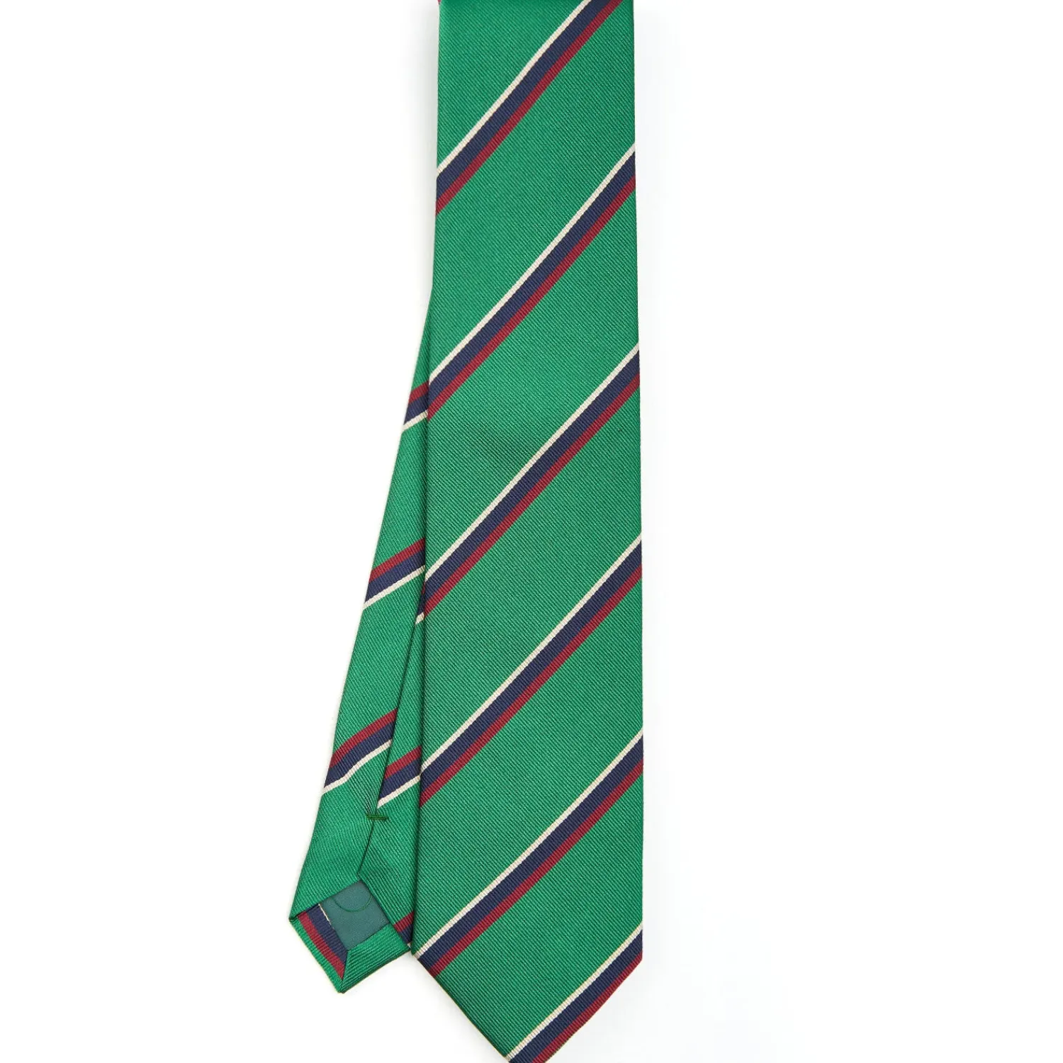 E.Marinella CRAVATTE|Cravatte Regimental E Rigate|CRAVATTA REGIMENTAL IN SETA VERDE SCURO Righe blu e bordeaux