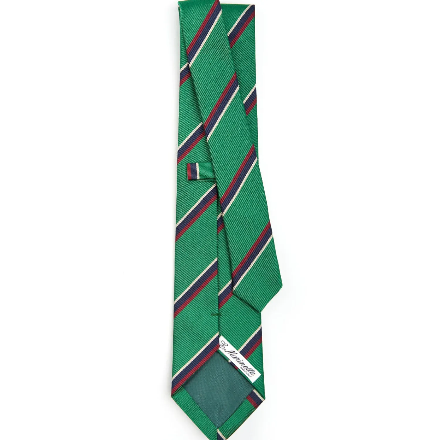 E.Marinella CRAVATTE|Cravatte Regimental E Rigate|CRAVATTA REGIMENTAL IN SETA VERDE SCURO Righe blu e bordeaux