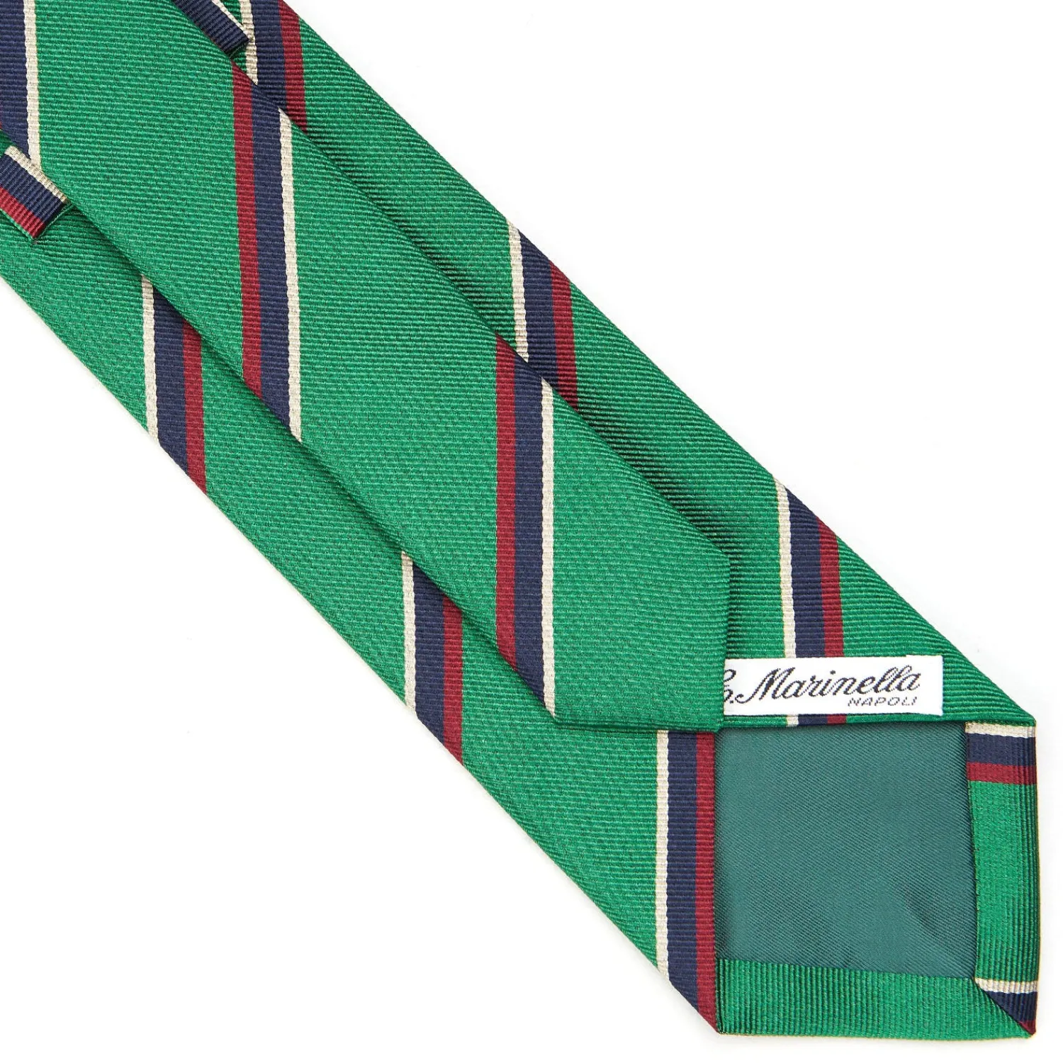 E.Marinella CRAVATTE|Cravatte Regimental E Rigate|CRAVATTA REGIMENTAL IN SETA VERDE SCURO Righe blu e bordeaux