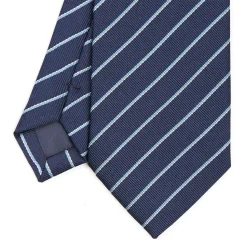 E.Marinella CRAVATTE|Cravatte Regimental E Rigate|CRAVATTA RIGATA IN SETA BLU SCURO Righe azzurre