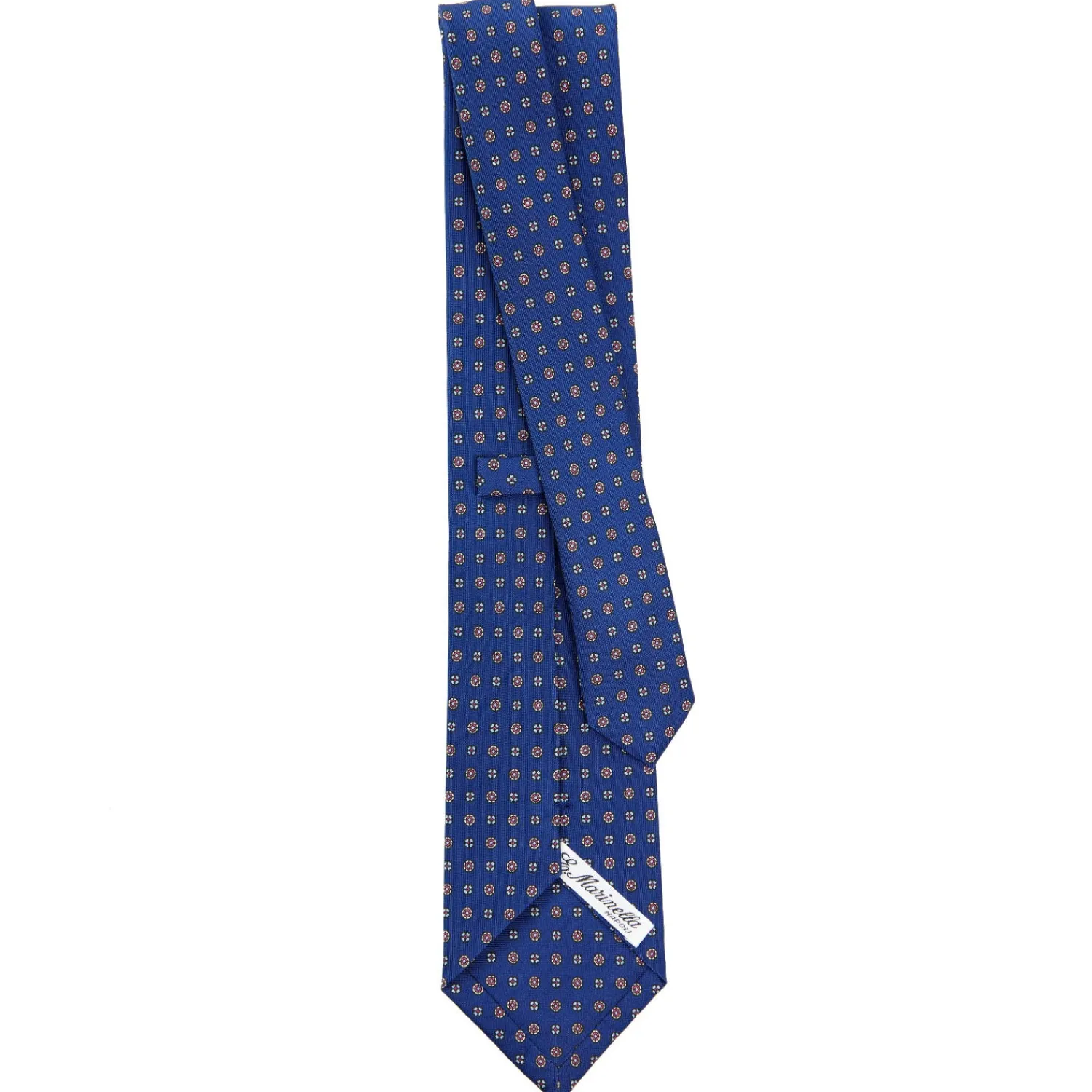 E.Marinella CRAVATTE|Cravatte In Seta Stampata|CRAVATTA SARTORIALE CLASSICA IN SETA BLU Microfantasia fiore