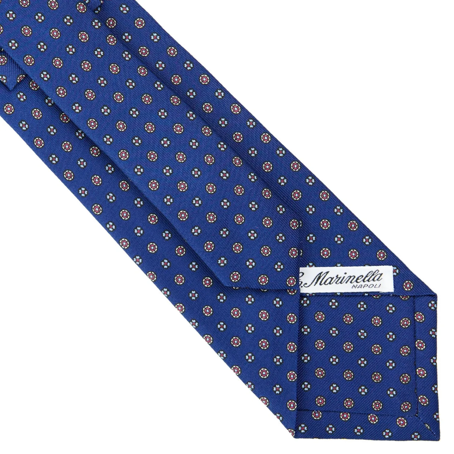 E.Marinella CRAVATTE|Cravatte In Seta Stampata|CRAVATTA SARTORIALE CLASSICA IN SETA BLU Microfantasia fiore