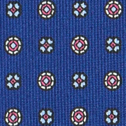 E.Marinella CRAVATTE|Cravatte In Seta Stampata|CRAVATTA SARTORIALE CLASSICA IN SETA BLU Microfantasia fiore