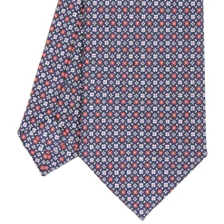 E.Marinella CRAVATTE|Cravatte In Seta Stampata|CRAVATTA SARTORIALE CLASSICA IN SETA BLU SCURO Microfantasia fiore