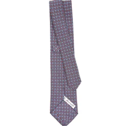 E.Marinella CRAVATTE|Cravatte In Seta Stampata|CRAVATTA SARTORIALE CLASSICA IN SETA BLU SCURO Microfantasia fiore