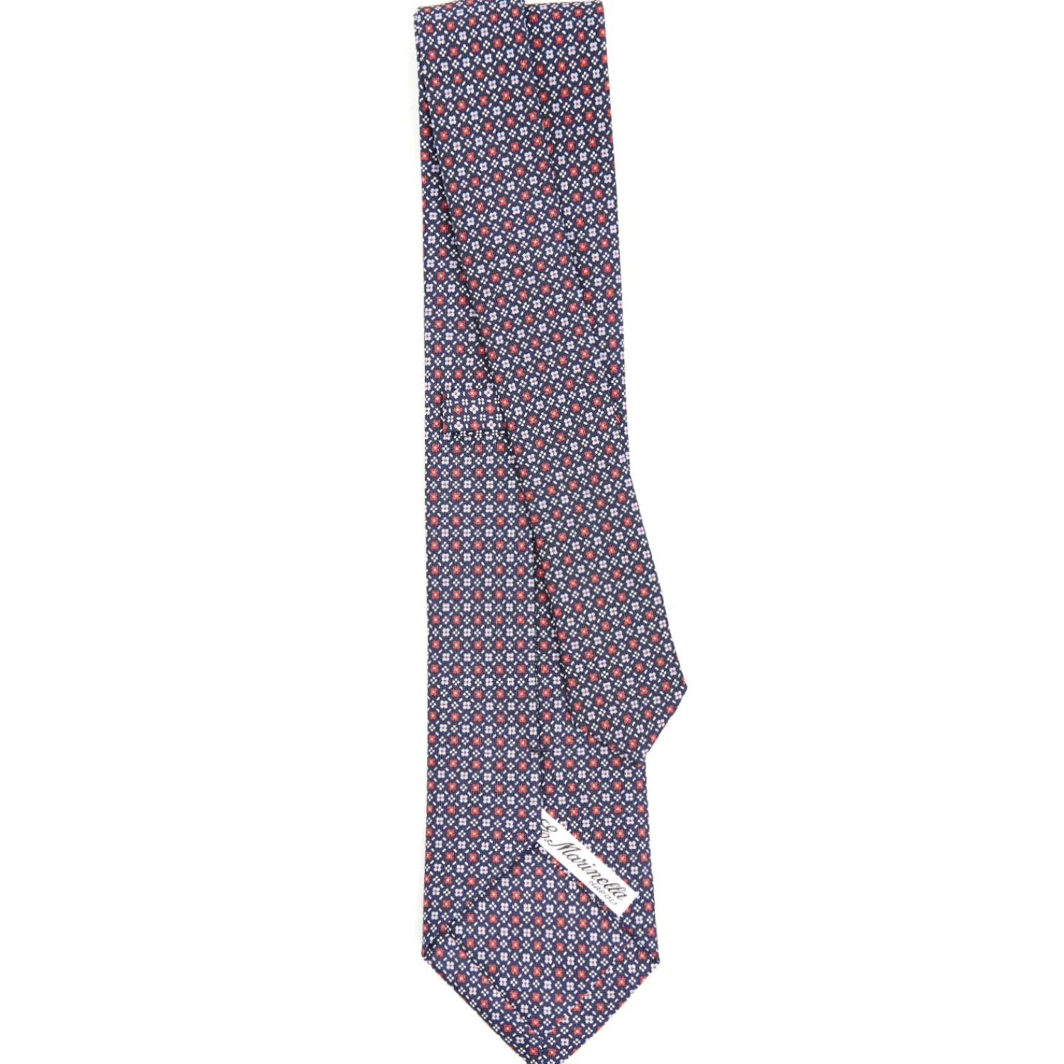 E.Marinella CRAVATTE|Cravatte In Seta Stampata|CRAVATTA SARTORIALE CLASSICA IN SETA BLU SCURO Microfantasia fiore
