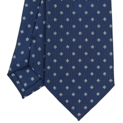 E.Marinella CRAVATTE|Cravatte In Seta Stampata|CRAVATTA SARTORIALE CLASSICA IN SETA BLU SCURO Microfantasia fiore