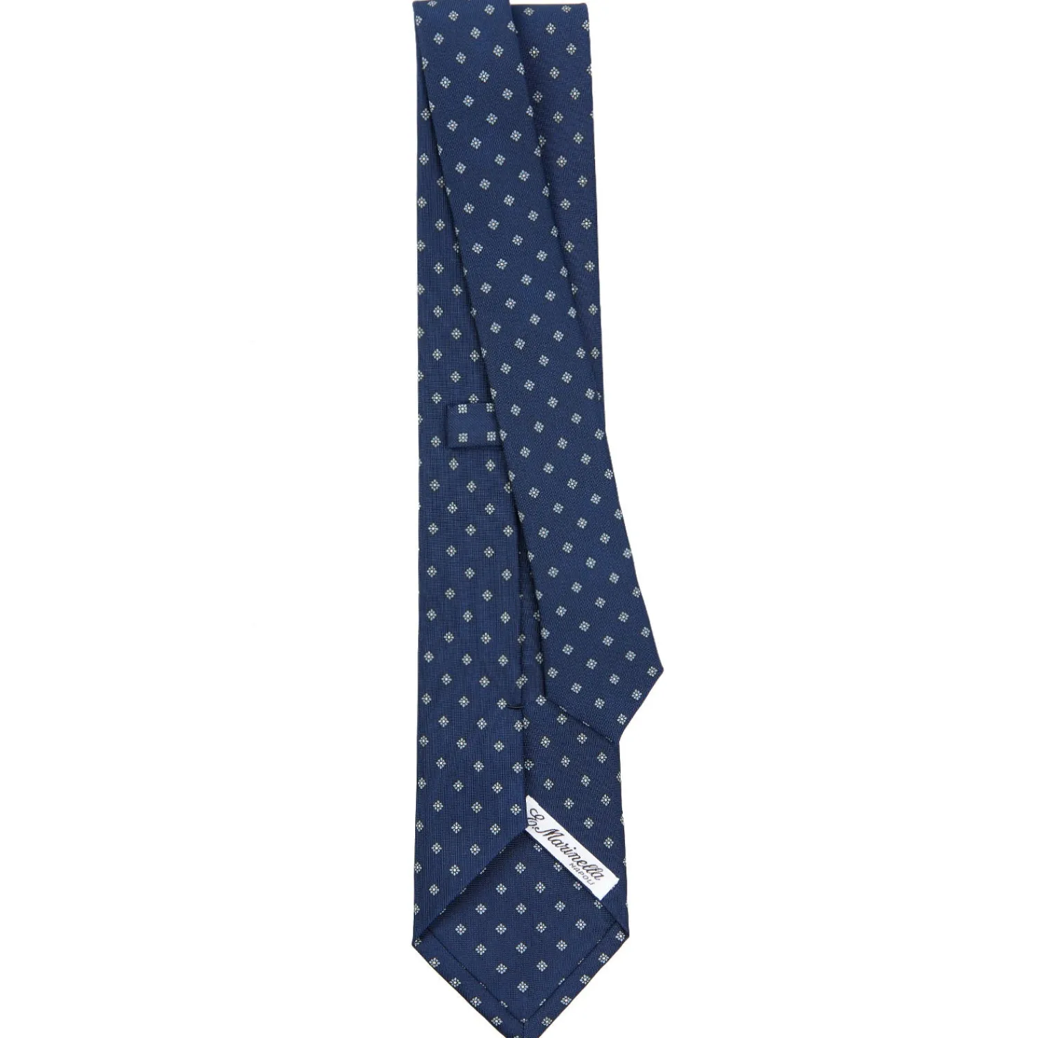 E.Marinella CRAVATTE|Cravatte In Seta Stampata|CRAVATTA SARTORIALE CLASSICA IN SETA BLU SCURO Microfantasia fiore