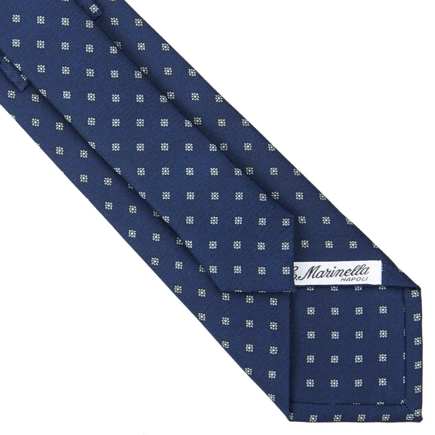 E.Marinella CRAVATTE|Cravatte In Seta Stampata|CRAVATTA SARTORIALE CLASSICA IN SETA BLU SCURO Microfantasia fiore