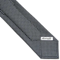 E.Marinella CRAVATTE|Cravatte In Seta Stampata|CRAVATTA SARTORIALE CLASSICA IN SETA BLU SCURO Microfantasia geometrica