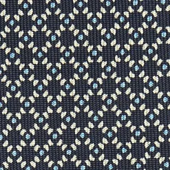 E.Marinella CRAVATTE|Cravatte In Seta Stampata|CRAVATTA SARTORIALE CLASSICA IN SETA BLU SCURO Microfantasia geometrica