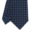 E.Marinella CRAVATTE|Cravatte In Seta Stampata|CRAVATTA SARTORIALE CLASSICA IN SETA BLU SCURO Microfantasia fiore