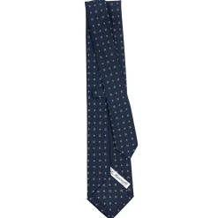 E.Marinella CRAVATTE|Cravatte In Seta Stampata|CRAVATTA SARTORIALE CLASSICA IN SETA BLU SCURO Microfantasia fiore