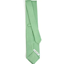 E.Marinella CRAVATTE|Cravatte In Seta Stampata|CRAVATTA SARTORIALE CLASSICA IN SETA VERDE Microfantasia m geometrica