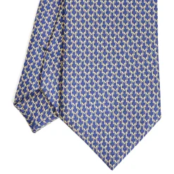 E.Marinella CRAVATTE|CRAVATTA SARTORIALE CLASSICA IN SETA BLU SCURO Microfantasia m geometrica