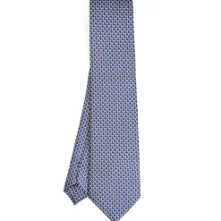 E.Marinella CRAVATTE|CRAVATTA SARTORIALE CLASSICA IN SETA BLU SCURO Microfantasia m geometrica