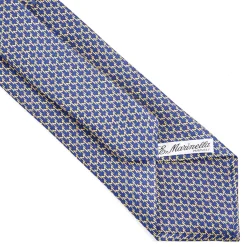 E.Marinella CRAVATTE|CRAVATTA SARTORIALE CLASSICA IN SETA BLU SCURO Microfantasia m geometrica