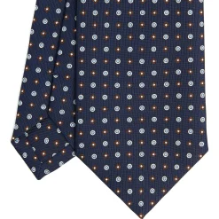 E.Marinella CRAVATTE|Cravatte In Seta Stampata|CRAVATTA SARTORIALE CLASSICA IN SETA BLU SCURO Microfantasia fiore
