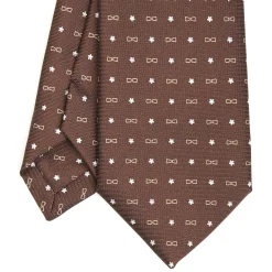 E.Marinella CRAVATTE|Cravatte In Seta Stampata|CRAVATTA SARTORIALE CLASSICA IN SETA MARRONE SCURO x borsalino