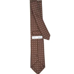 E.Marinella CRAVATTE|Cravatte In Seta Stampata|CRAVATTA SARTORIALE CLASSICA IN SETA MARRONE SCURO x borsalino