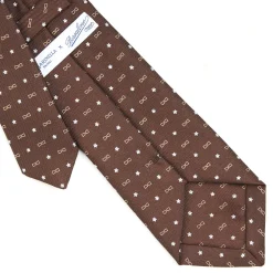 E.Marinella CRAVATTE|Cravatte In Seta Stampata|CRAVATTA SARTORIALE CLASSICA IN SETA MARRONE SCURO x borsalino