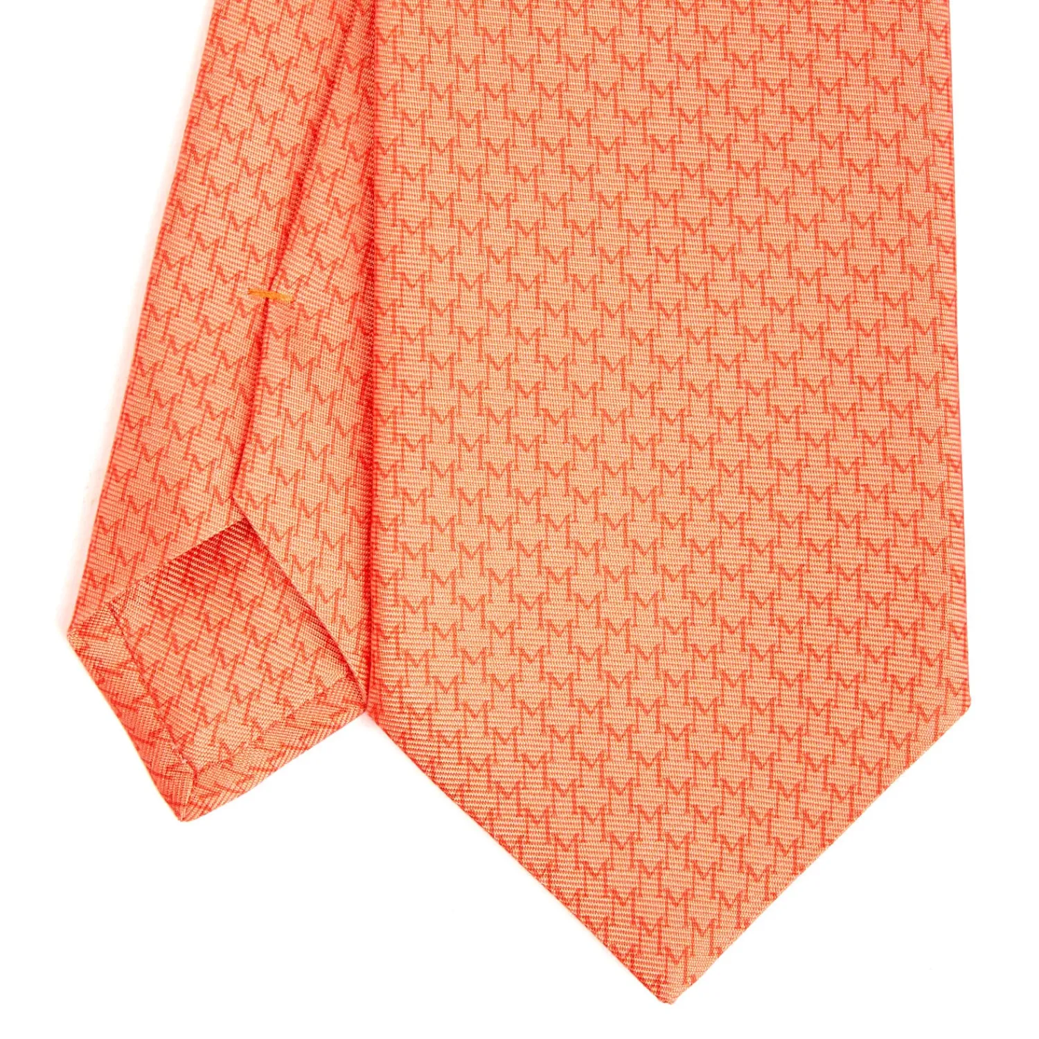 E.Marinella CRAVATTE|Cravatte In Seta Stampata|CRAVATTA SARTORIALE CLASSICA IN SETA ARANCIONE Microfantasia m geometrica