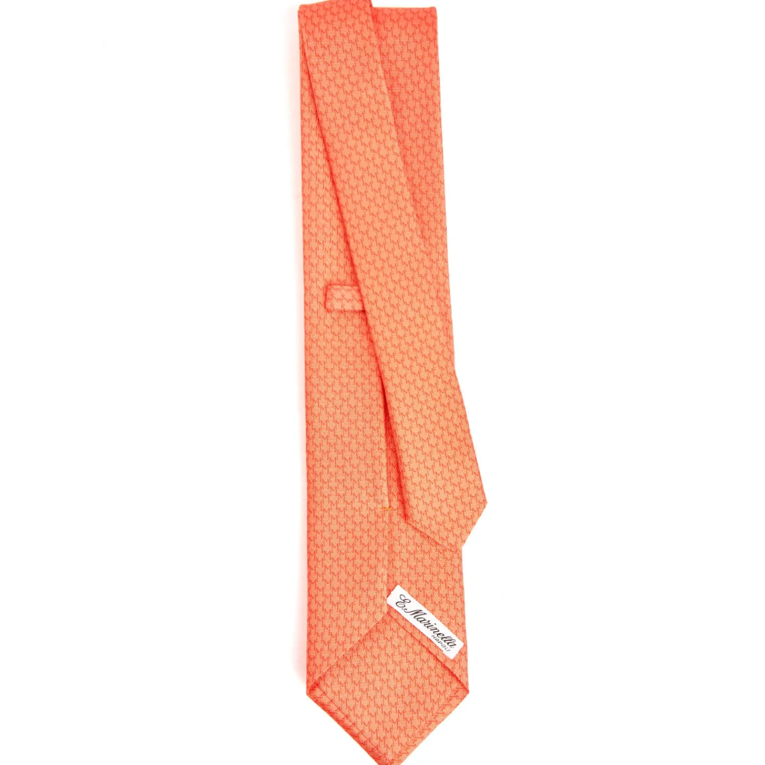 E.Marinella CRAVATTE|Cravatte In Seta Stampata|CRAVATTA SARTORIALE CLASSICA IN SETA ARANCIONE Microfantasia m geometrica