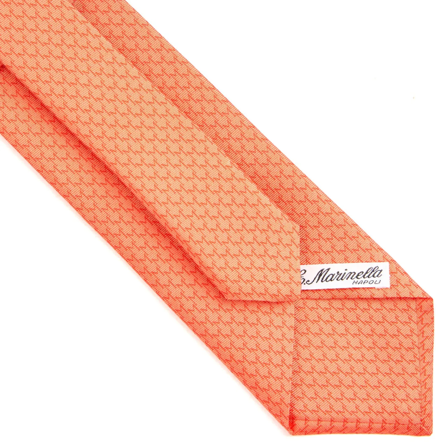 E.Marinella CRAVATTE|Cravatte In Seta Stampata|CRAVATTA SARTORIALE CLASSICA IN SETA ARANCIONE Microfantasia m geometrica
