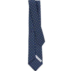 E.Marinella CRAVATTE|Cravatte In Seta Stampata|CRAVATTA SARTORIALE CLASSICA IN SETA BLU SCURO Microfantasia fiore