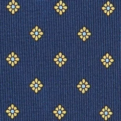 E.Marinella CRAVATTE|Cravatte In Seta Stampata|CRAVATTA SARTORIALE CLASSICA IN SETA BLU SCURO Microfantasia fiore
