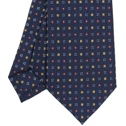E.Marinella CRAVATTE|Cravatte In Seta Stampata|CRAVATTA SARTORIALE CLASSICA IN SETA BLU SCURO Microfantasia fiore