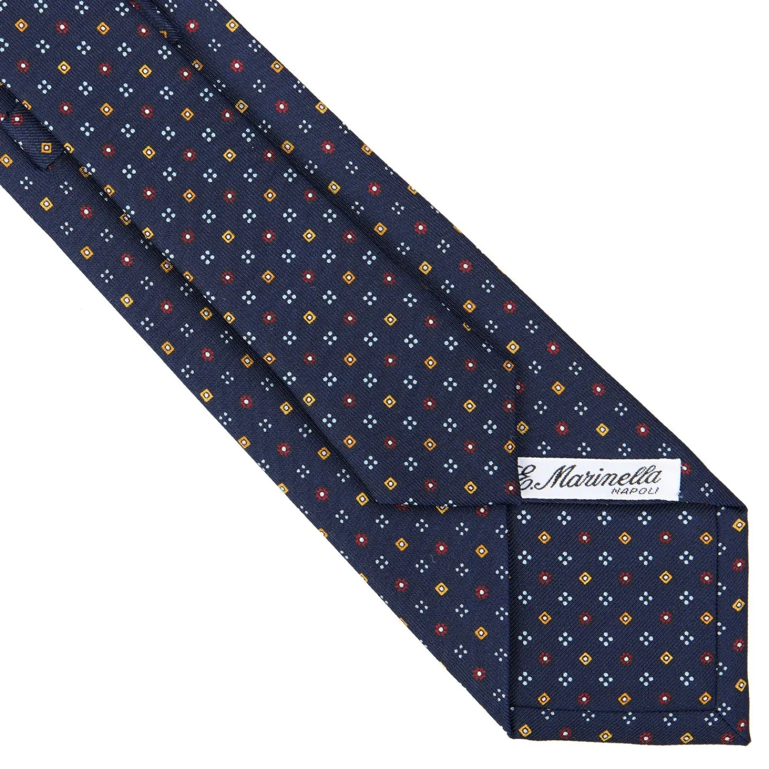 E.Marinella CRAVATTE|Cravatte In Seta Stampata|CRAVATTA SARTORIALE CLASSICA IN SETA BLU SCURO Microfantasia fiore