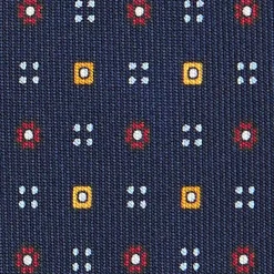 E.Marinella CRAVATTE|Cravatte In Seta Stampata|CRAVATTA SARTORIALE CLASSICA IN SETA BLU SCURO Microfantasia fiore