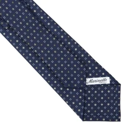 E.Marinella CRAVATTE|Cravatte In Seta Stampata|CRAVATTA SARTORIALE CLASSICA IN SETA BLU SCURO Microfantasia fiore