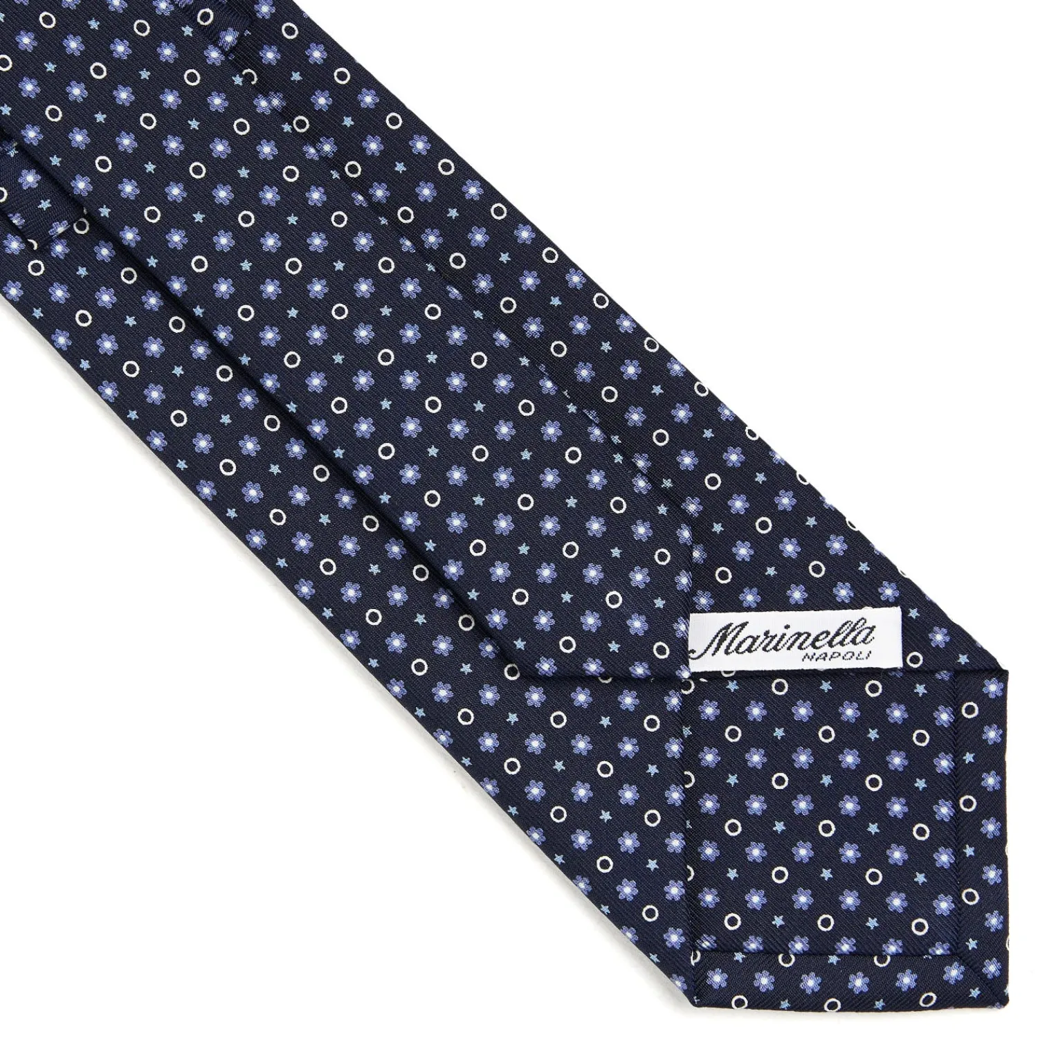 E.Marinella CRAVATTE|Cravatte In Seta Stampata|CRAVATTA SARTORIALE CLASSICA IN SETA BLU SCURO Microfantasia fiore