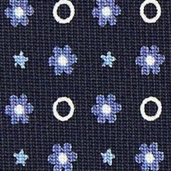 E.Marinella CRAVATTE|Cravatte In Seta Stampata|CRAVATTA SARTORIALE CLASSICA IN SETA BLU SCURO Microfantasia fiore