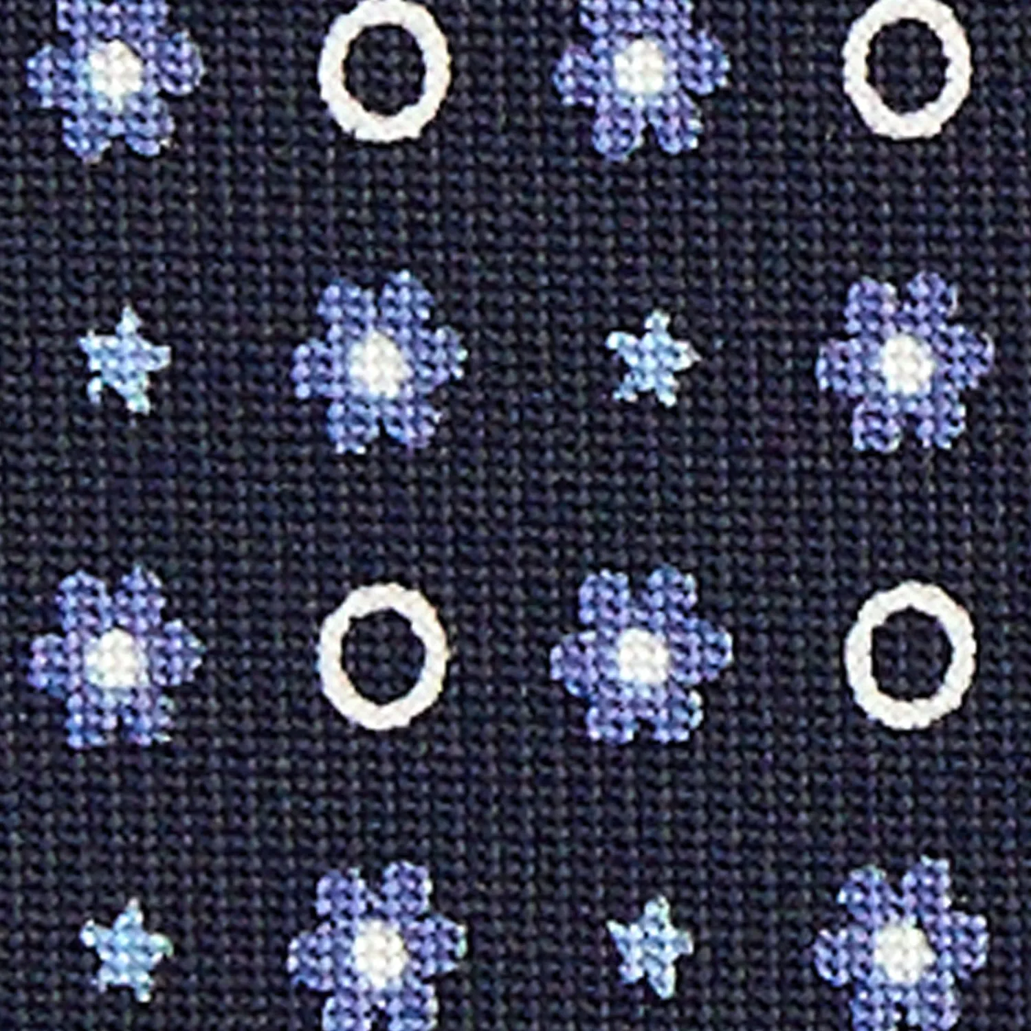 E.Marinella CRAVATTE|Cravatte In Seta Stampata|CRAVATTA SARTORIALE CLASSICA IN SETA BLU SCURO Microfantasia fiore