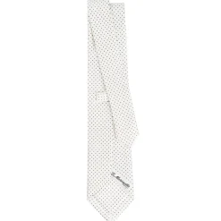 E.Marinella CRAVATTE|Cravatte In Seta Stampata|CRAVATTA SARTORIALE CLASSICA IN SETA BIANCA Pois