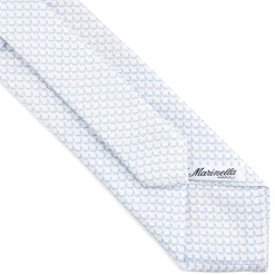 E.Marinella CRAVATTE|Cravatte In Seta Stampata|CRAVATTA SARTORIALE CLASSICA IN SETA BIANCA Microfantasia m geometrica