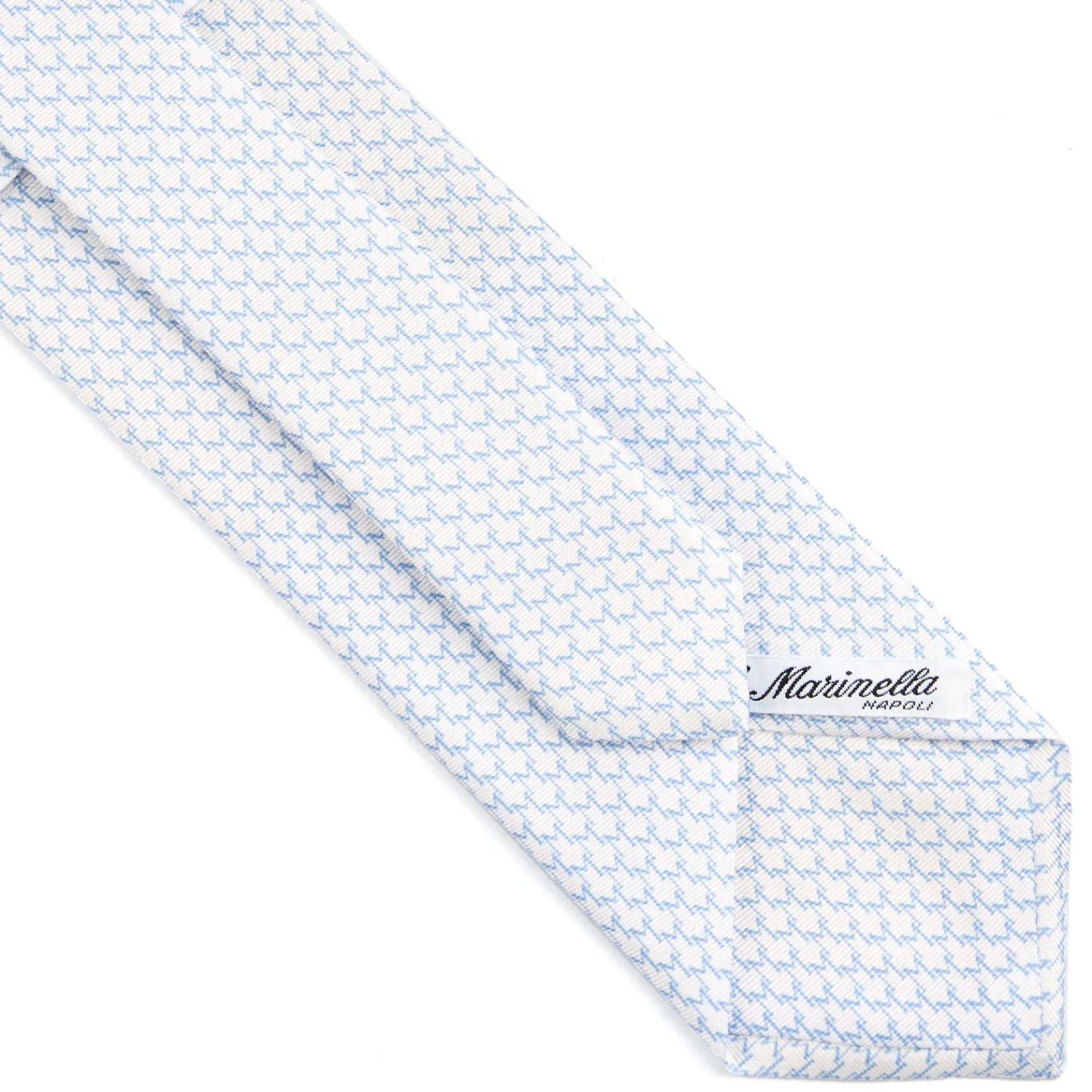 E.Marinella CRAVATTE|Cravatte In Seta Stampata|CRAVATTA SARTORIALE CLASSICA IN SETA BIANCA Microfantasia m geometrica
