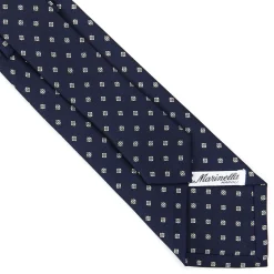 E.Marinella CRAVATTE|Cravatte In Seta Stampata|CRAVATTA SARTORIALE CLASSICA IN SETA BLU SCURO Microfantasia fiore