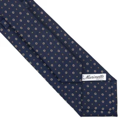 E.Marinella CRAVATTE|Cravatte In Seta Stampata|CRAVATTA SARTORIALE CLASSICA IN SETA BLU SCURO Microfantasia fiore