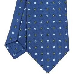 E.Marinella CRAVATTE|Cravatte In Seta Stampata|CRAVATTA SARTORIALE CLASSICA IN SETA BLU Microfantasia fiore