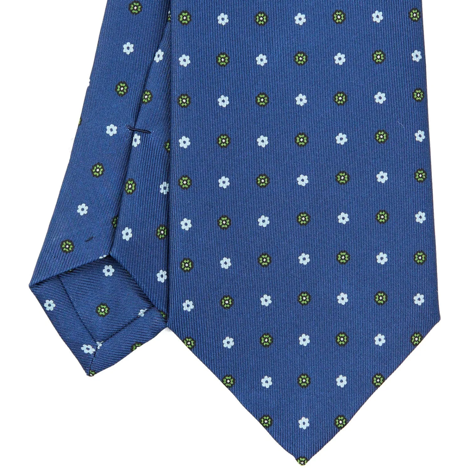 E.Marinella CRAVATTE|Cravatte In Seta Stampata|CRAVATTA SARTORIALE CLASSICA IN SETA BLU Microfantasia fiore