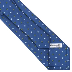 E.Marinella CRAVATTE|Cravatte In Seta Stampata|CRAVATTA SARTORIALE CLASSICA IN SETA BLU Microfantasia fiore