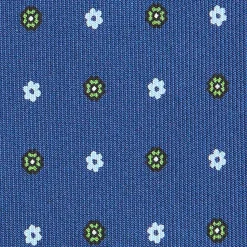 E.Marinella CRAVATTE|Cravatte In Seta Stampata|CRAVATTA SARTORIALE CLASSICA IN SETA BLU Microfantasia fiore