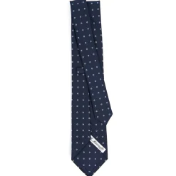 E.Marinella CRAVATTE|Cravatte In Seta Stampata|CRAVATTA SARTORIALE CLASSICA IN SETA BLU SCURO Microfantasia fiore